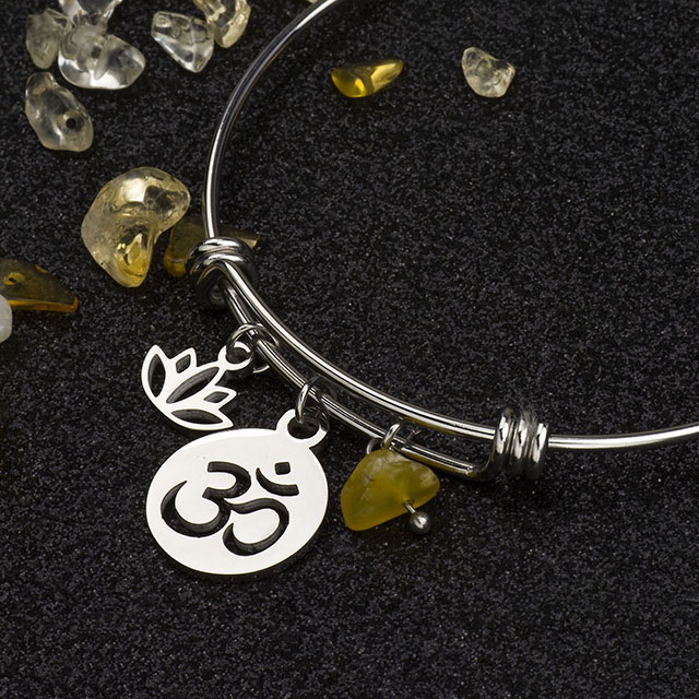 Lotusblüten-Charm, erweiterbarer Edelstahl-Chakra-Stein, Yoga-Armbänder, spiritueller Schmuck 