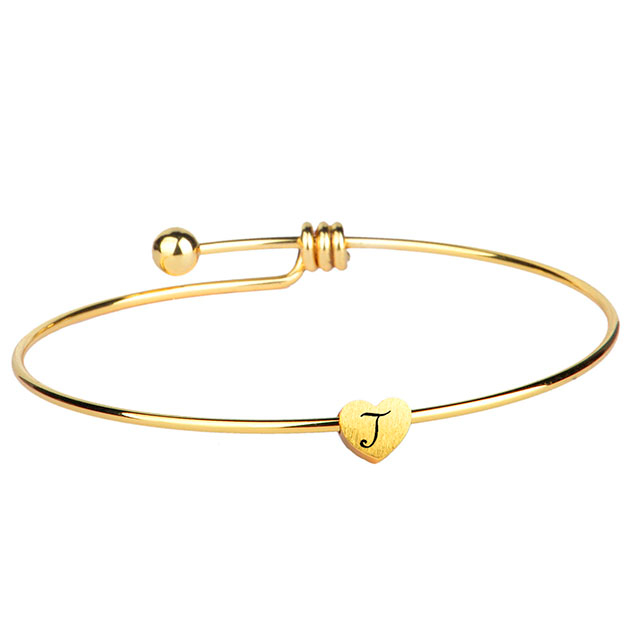  Armreifen für Damen und Mädchen, 18 Karat vergoldet, zierliche Armbänder mit 26 Buchstaben, Herz-Anfangsarmband, erweiterbare Armreifen, personalisiertes Schmuckgeschenk 