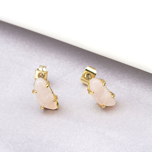 Edelstein-Ohrstecker für Damen und Mädchen, hypoallergen, silbervergoldet, Katzenaugen-Stein, weißer Howlith, Türkis, Rosenquarz, Ohrringe für Damen, Modeschmuck, Geschenk