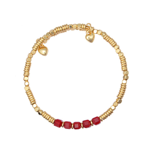 Zierliche 18 Karat vergoldete Perlenarmbänder für Frauen, stapelbare Kristall-Edelstein-Perlen-Stretch-Armbänder für Frauen und Mädchen, Schmuckgeschenk