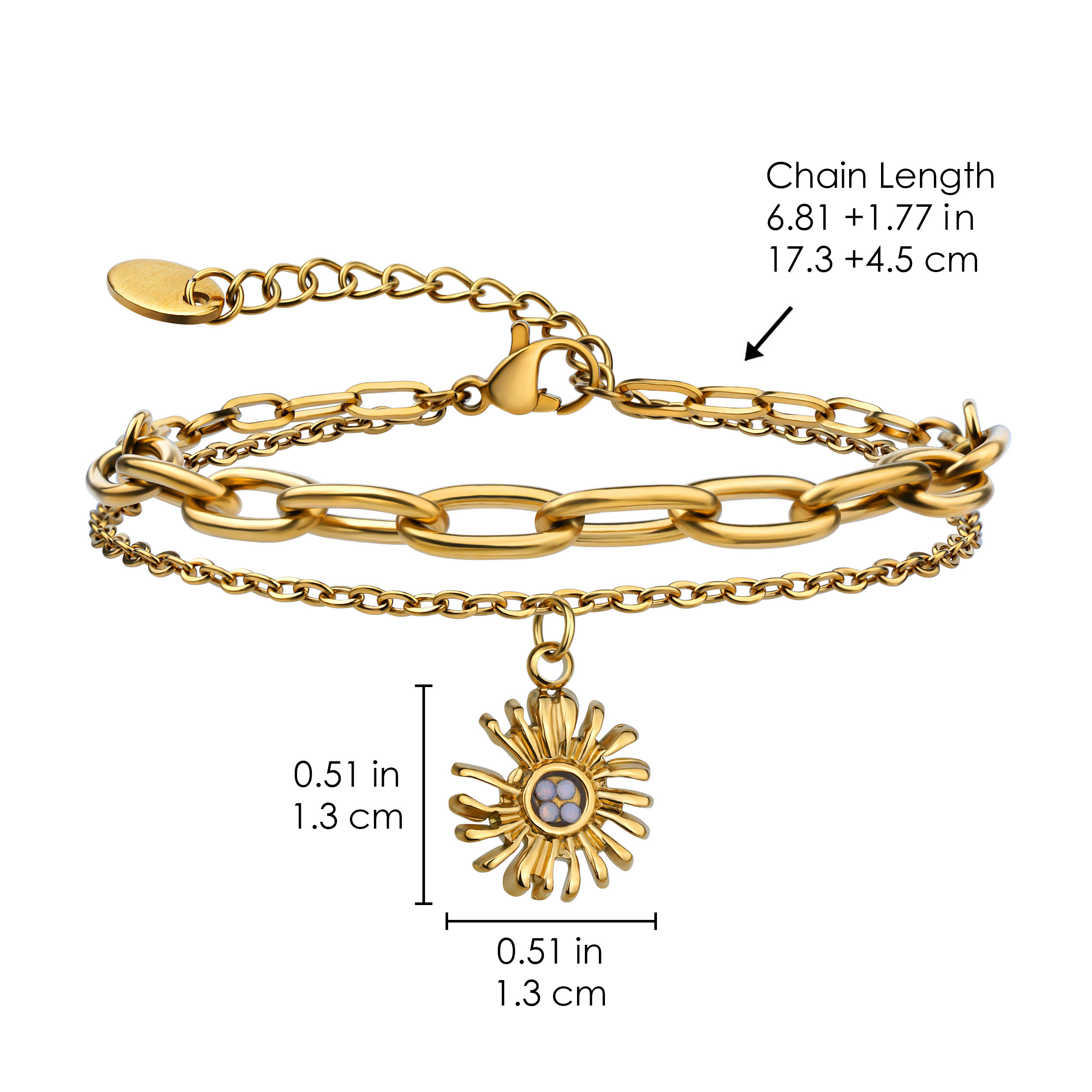 Doppelschichtiger Kettenschmuck aus 14 Karat vergoldetem Edelstahl
