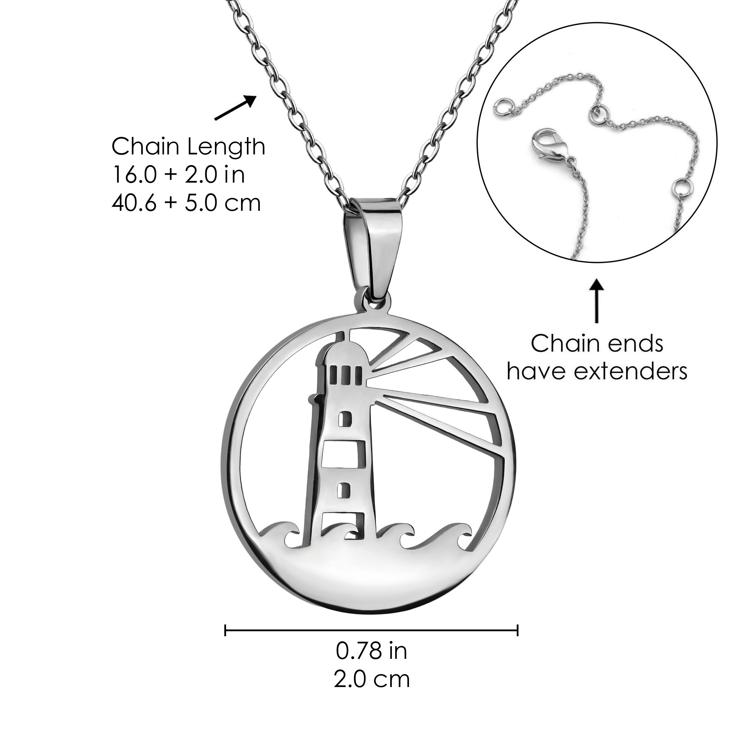 Edelstahl-Segelboot-Leuchtturm-Anker-Charm-Anhänger-Halskette 