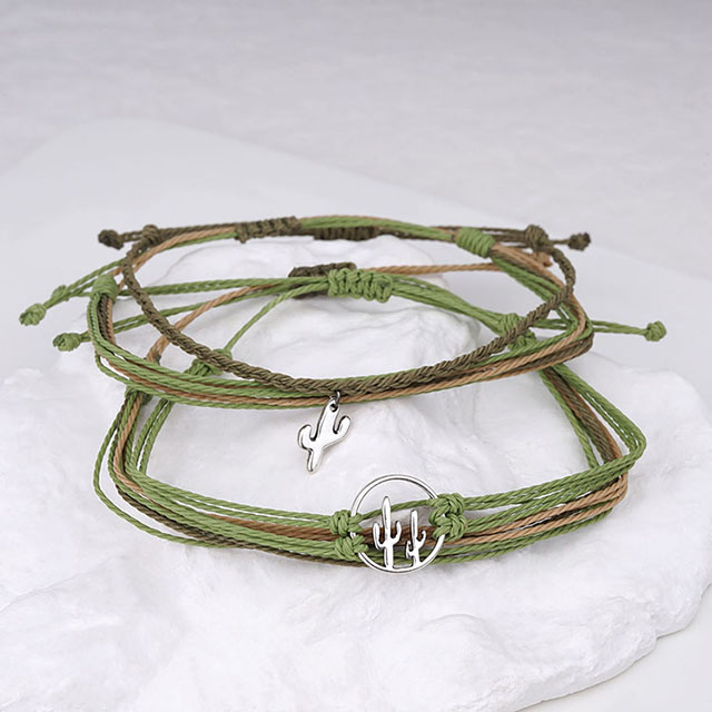 Handgefertigtes Seil verstellbares Armband Ausdauer-Kaktus-Charm-Armband 