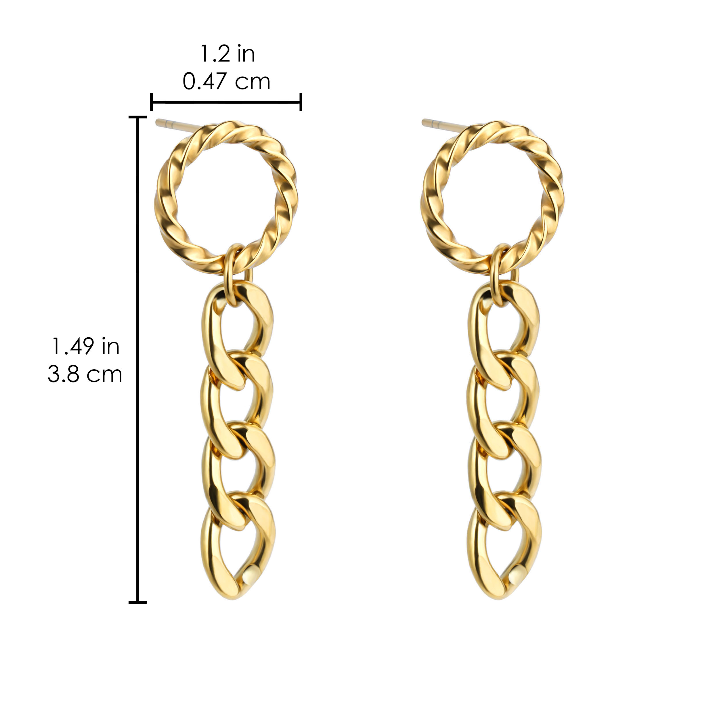Edelstahl Punk Cuban Link Chain Drop Ohrringe Lange Quasten Ohrringe 