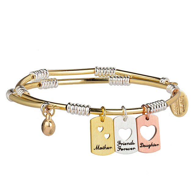 Messingschmuck-Armbänder für Mutter und Tochter mit mehreren Herzanhängern 