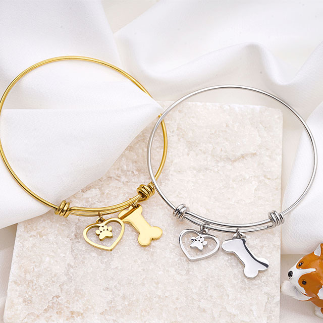 Pfotenabdruck-Schmuck, vergoldetes, erweiterbares Armband, Geschenke für Hundeliebhaber