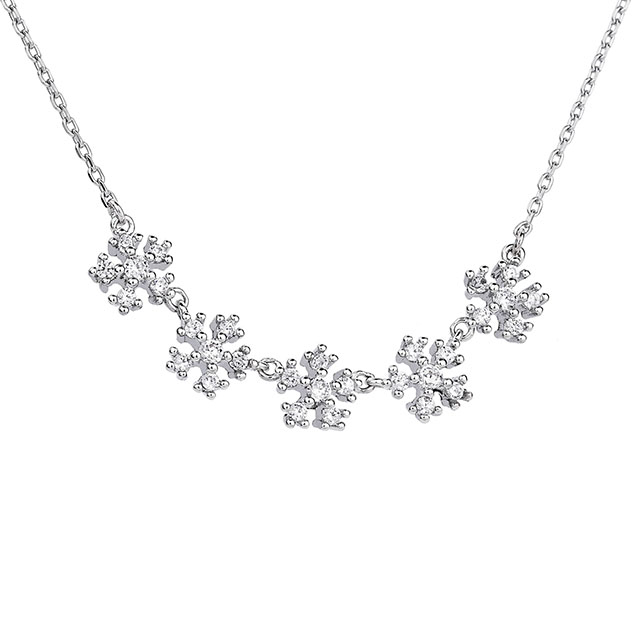 Luxuriöse elegante Damen-Halskette mit Zirkon-Weihnachtsschneeflocken-Anhänger 