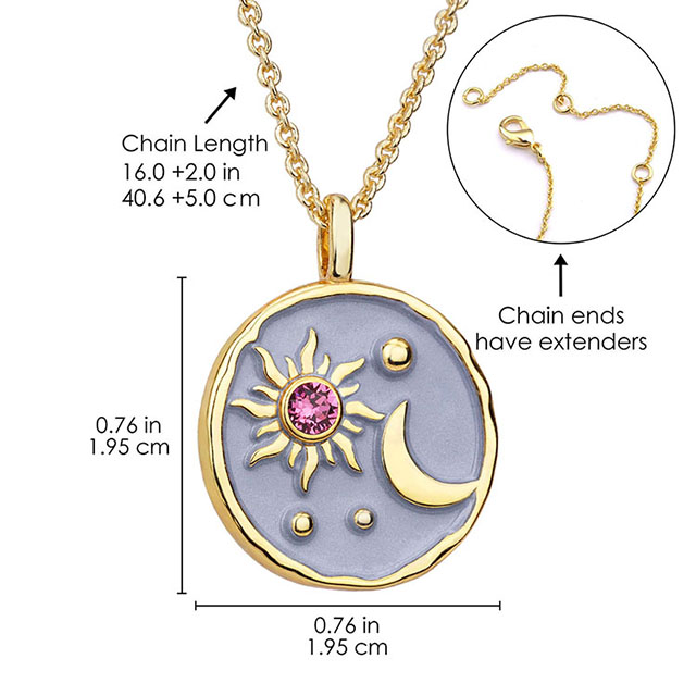 Sonne- und Mond-Halskette mit Geburtsstein für Frauen, vergoldet, zierliche Münz-Halskette, strukturierter Sonnenhalbmond-Medaillon-Anhänger, Münz-Halsketten für Frauen und Mädchen, Geburtstags-Schmuckgeschenk 