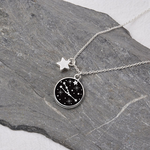 Stern schwarze runde Scheibe Sternzeichen Halsketten Astrologie Halskette Schmuck Geschenk