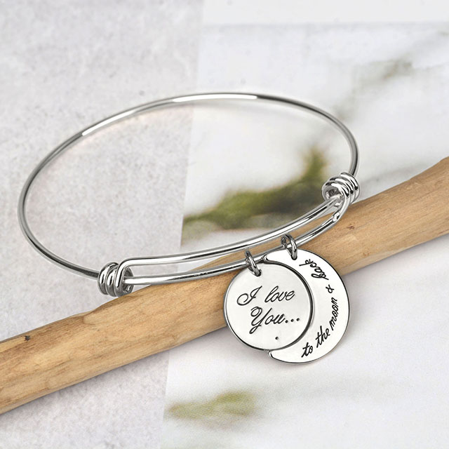 „I Love You to The Moon and Back“-Armband, Silber vergoldet, Mond-Anhänger, Armband, Schmuck, Geschenke für Frauen, Mutter, Ehefrau, Freundin
