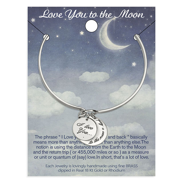 „I Love You to The Moon and Back“-Armband, Silber vergoldet, Mond-Anhänger, Armband, Schmuck, Geschenke für Frauen, Mutter, Ehefrau, Freundin