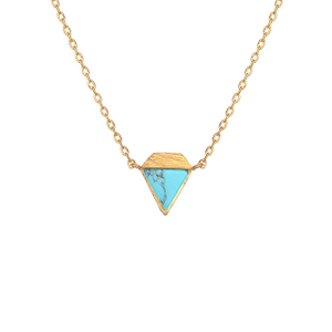 Edelstein-Stab-Halsketten für Damen, vergoldet, versilbert, simulierter Türkis, Halskette, Anhänger, Dreieck, Quadrat, Halsketten, zierliche Halsband-Halskette, Schmuck, Geschenk