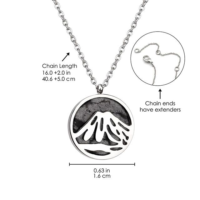 Edelstein-Berg-Halskette für Frauen, Türkis-Obsidian-Kreis-Anhänger-Halskette, Edelstahl-Bergketten-Halsketten für Frauen und Mädchen, Naturschmuck, Geschenk