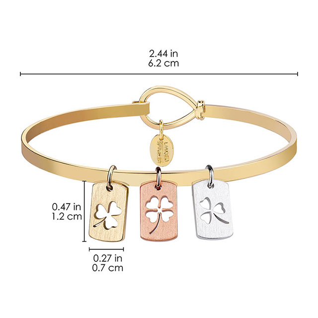 Vierblättriges Kleeblatt-Armband, Glückskleeblatt-Anhänger, Charm-Armreif, Glaube, Hoffnung, Liebe, Glücksarmband für Frauen und Mädchen, personalisiertes Schmuckgeschenk