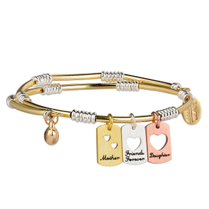 Mutter-Tochter-Armbänder, vergoldet, versilbert, Mutter-Tochter-Freunde-für-immer-Armreif mit Herzausschnitt-Charms für Frauen, Muttertag, Geburtstag, Mutter- und Tochter-Schmuckgeschenke