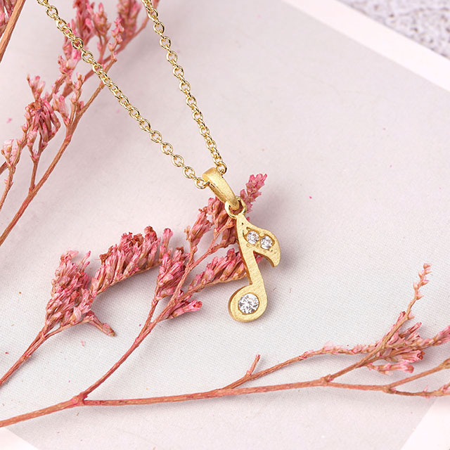 Halskette mit Musiknoten-Anhänger, Zirkonia, Musiknoten-Schmuck, Geschenke für Musikliebhaber, Frauen und Mädchen