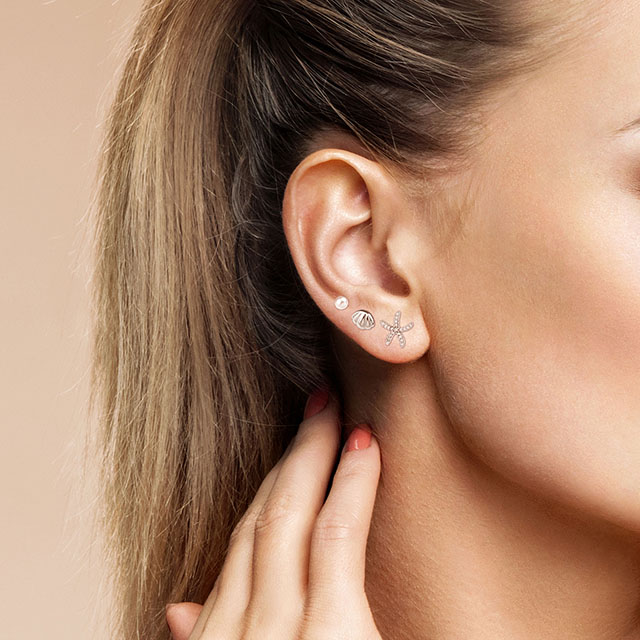 3 Paar Strand-Ohrstecker für Damen, Ohrstecker aus 925er Sterlingsilber