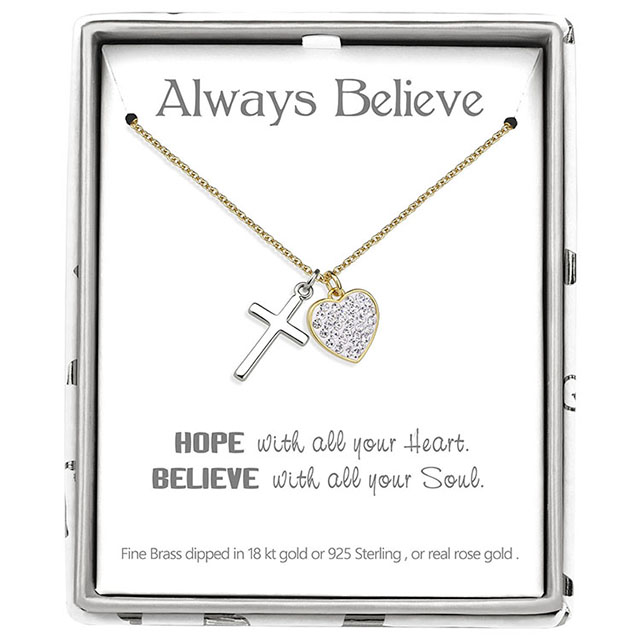 Herz-Kreuz-Halsketten-Anhänger, Glaube, Gebet, Anhänger, christlich, religiös, Geburtstag, Weihnachten, Schmuck 