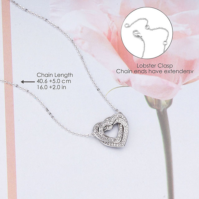 Großhandel zierliche Kristallschmuck-Zirkon-Mehrschicht-Herz-Halskette