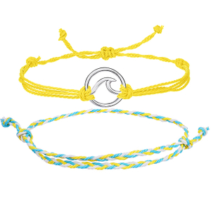 Individuell verstellbares Paar-Freundschafts-Wellen-Charm-Armband aus gewebtem Stoff