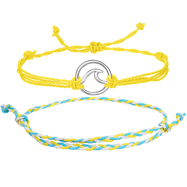 Individuell verstellbares Paar-Freundschafts-Wellen-Charm-Armband aus gewebtem Stoff