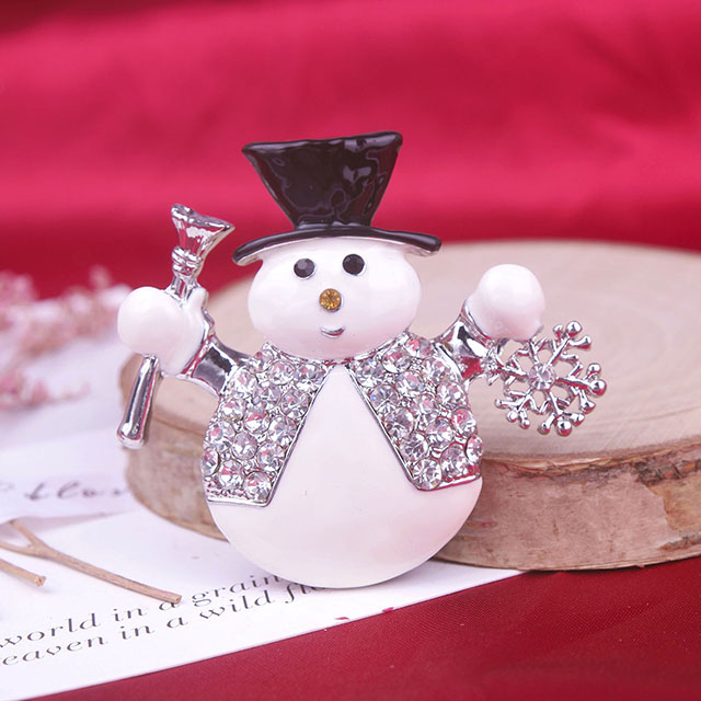 Weihnachts-Schneemann-Brosche für Damen und Mädchen, Kristall-Strass-Perlen-Emaille-Weihnachtsbroschen und Anstecknadeln, niedliche modische Broschennadeln, Weihnachtsschmuck, Party, Urlaubsgeschenke