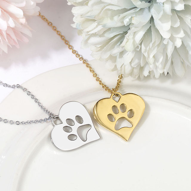 Hundepfoten-Halskette, niedliche Tier-Halskette, zierliche Pfotenabdruck-Anhänger-Halskette, Gedenk-Halskette mit Hundemotiv, Schmuck für Frauen und Mädchen, Haustierliebhaber, Geschenke für Hundemütter 