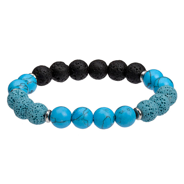 Aromatherapie-Armband mit ätherischen Ölen, Tigerauge, türkisfarbener Lavastein, Perlenarmband für Männer und Frauen 