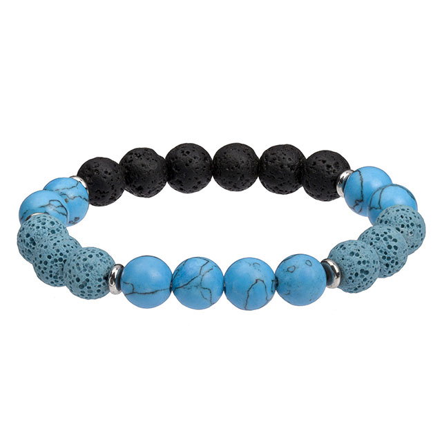 Aromatherapie-Armband mit ätherischen Ölen, Tigerauge, türkisfarbener Lavastein, Perlenarmband für Männer und Frauen 