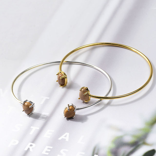Offenes Manschettenarmband, Edelstein-Charm, Katzenauge-Stein, Rosenquarz-Armband, verstellbarer, stapelbarer Armreif