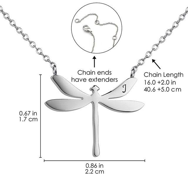 Zierliche Initialen-Libellen-Halskette für Frauen, Edelstahl-Libellen-Anhänger, Buchstaben- und Namensketten, personalisierte Initialen-Halskette, Libellen-Schmuck, Geschenke für Frauen und Mädchen