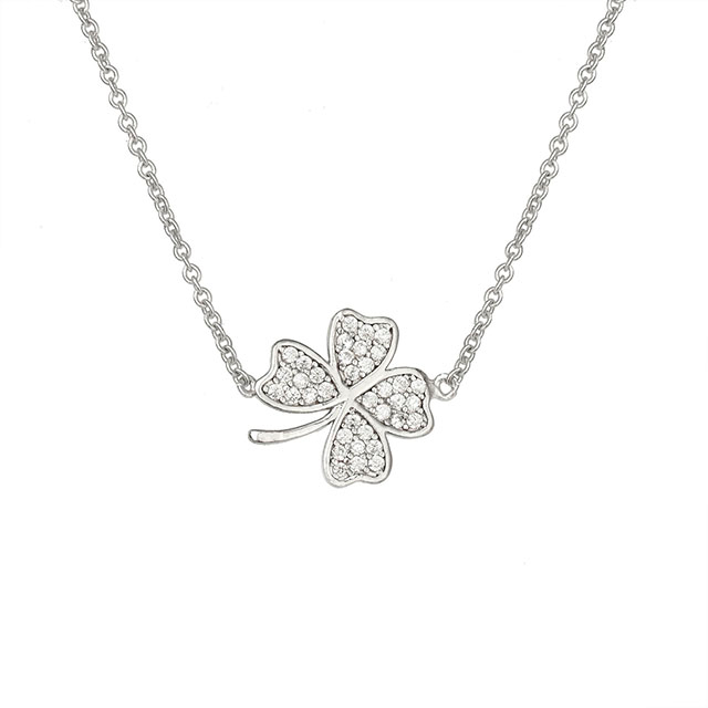 Vierblättriges Kleeblatt-Halskette, Glücksanhänger, Charm-Halskette, Glaube, Hoffnung, Liebe, Glückskette für Frauen und Mädchen, personalisiertes Schmuckgeschenk 