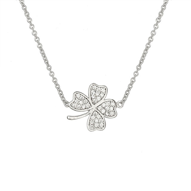 Vierblättriges Kleeblatt-Halskette, Glücksanhänger, Charm-Halskette, Glaube, Hoffnung, Liebe, Glückskette für Frauen und Mädchen, personalisiertes Schmuckgeschenk 
