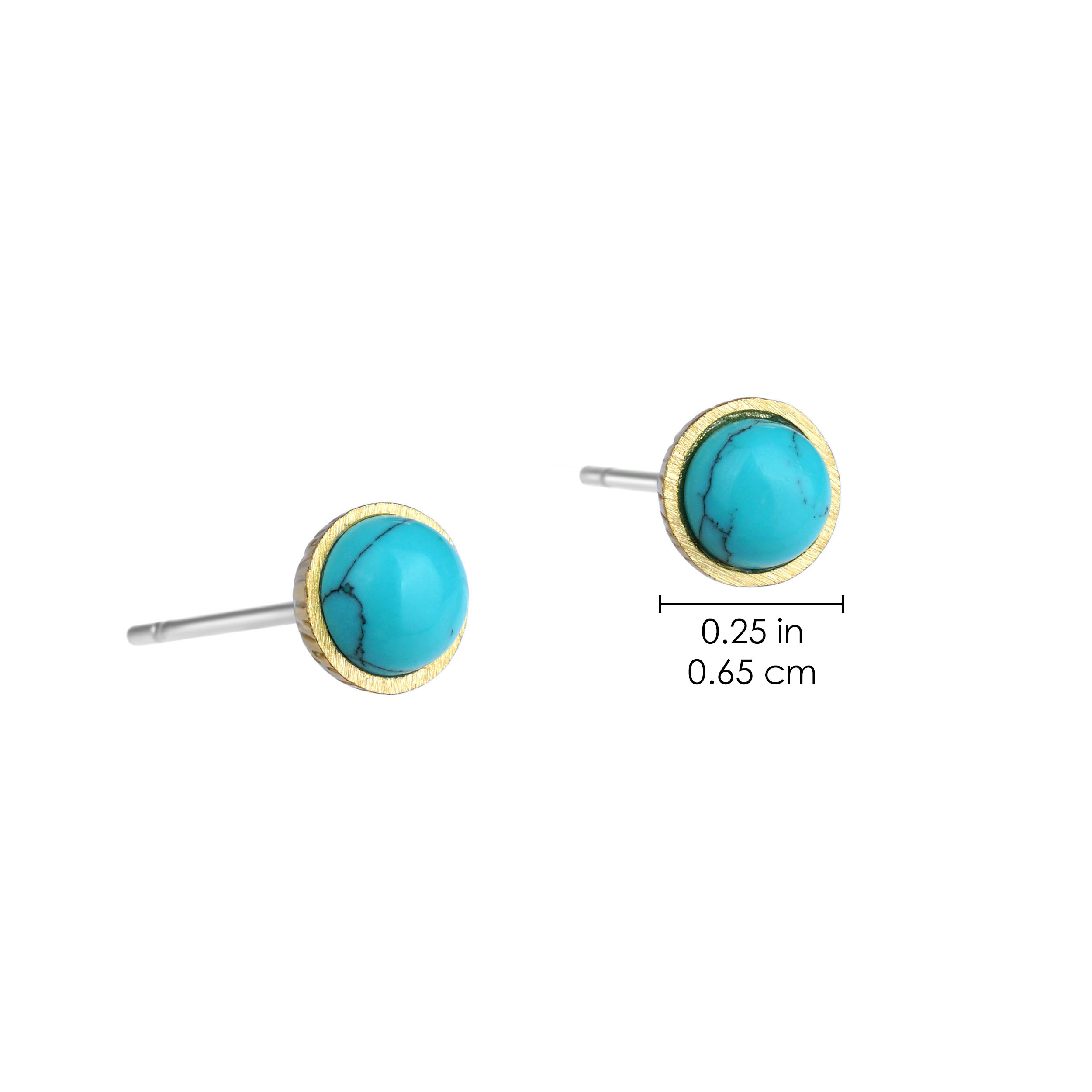 Kleine türkisfarbene Lapislazuli-Howlith-Ohrringe, einfache geometrische Ohrstecker 