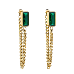 Retro-Edelstahlschmuck, 18 Karat vergoldete Gliederkette, Jade-Ohrring-Fabriklieferant 