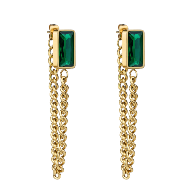 Retro-Edelstahlschmuck, 18 Karat vergoldete Gliederkette, Jade-Ohrring-Fabriklieferant 