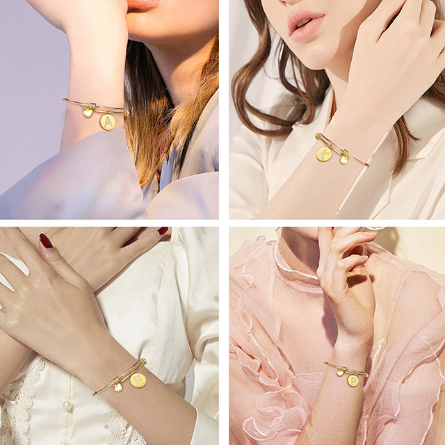 Zierliches Armband mit Initialen aus kubischem Zirkonium, runde Scheibe, Alphabet-Buchstaben-Armband „AZ“.