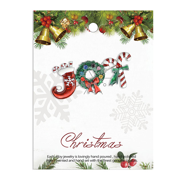 Niedliche Weihnachtsbrosche aus Kristall-Strass-Emaille