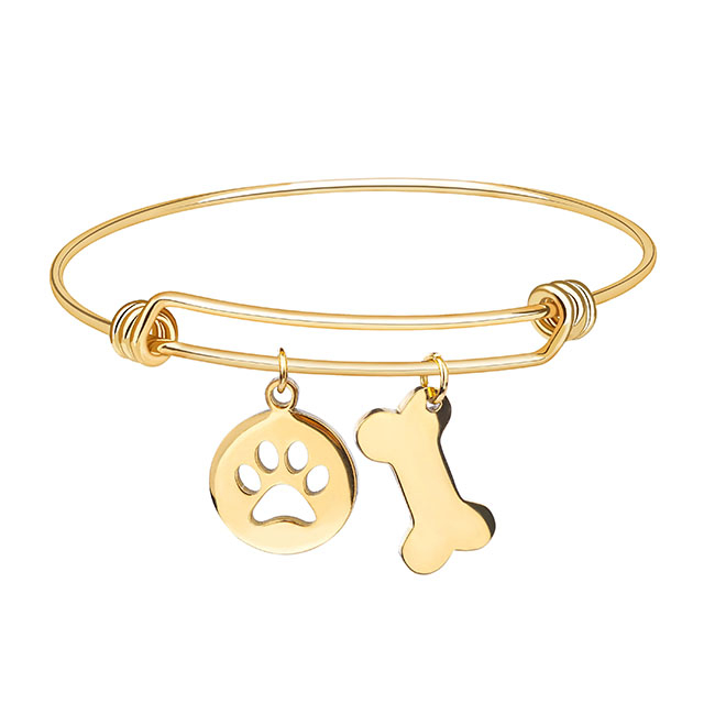 Pfotenabdruck-Schmuck, vergoldetes, erweiterbares Armband, Geschenke für Hundeliebhaber