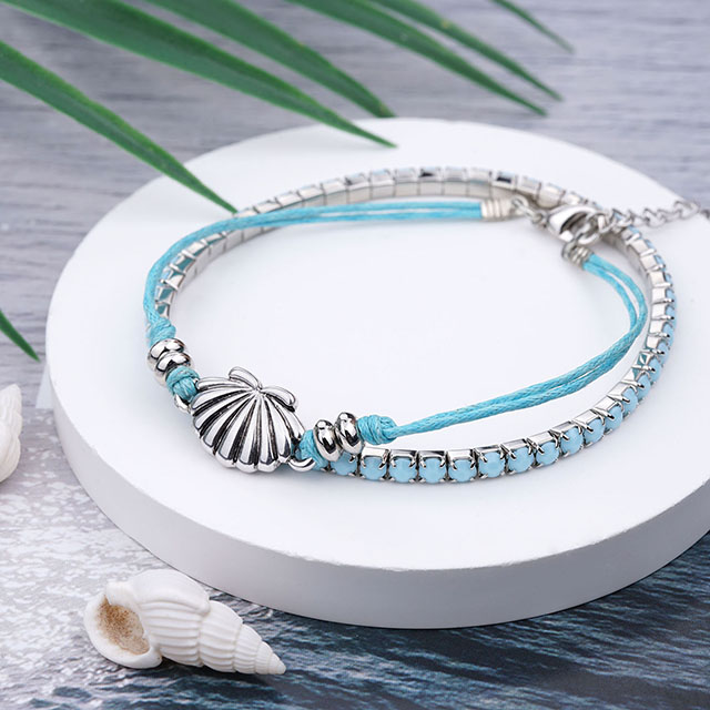  Strandarmbänder für Frauen, Boho-Fußkettchen mit Seestern, Schildkröte, Muschelschale, türkisfarbene Perlen, Stretch-Armbänder, verstellbare Fußkettchen, Fußschmuck für Frauen, Teenager, Mädchen 