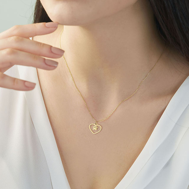 Hundepfoten-Halskette, niedliche Tier-Halskette, zierliche Pfotenabdruck-Anhänger-Halskette, Gedenk-Halskette mit Hundemotiv, Schmuck für Frauen und Mädchen, Haustierliebhaber, Geschenke für Hundemütter 