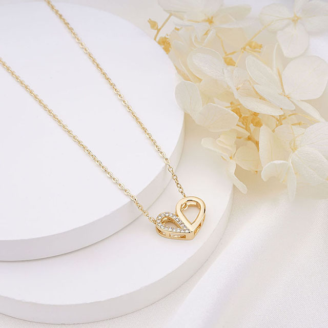 Herz-Halskette mit kubischem Zirkonia für Damen, Silber vergoldet, zierliche Halskette mit Unendlichkeits-Liebes-Herz-Anhänger für Freundin, Ehefrau, Mädchen, Geburtstag, Valentinstag, Muttertag, Geschenk, Schmuck