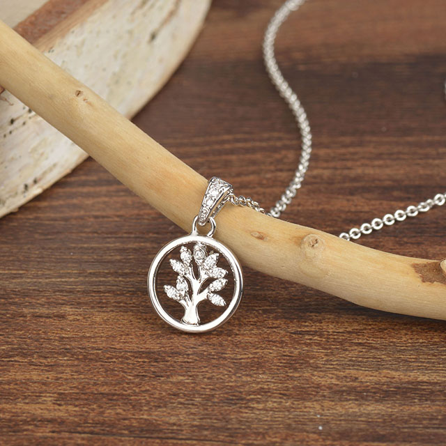 Lebensbaum-Halskette für Damen, versilbert, Lebensbaum-Halskette, Anhänger, Stammbaum, Schmuck für Frauen und Mädchen, Halsketten für Mutter, Ehefrau, Freundin 