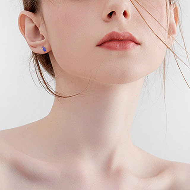 Edelstein-Hypoallergen-Katzenaugen-Stein, weißer Howlith, Türkis-Rosenquarz-Ohrringe