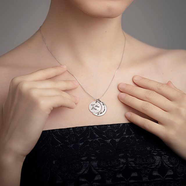 „I Love You to The Moon and Back“-Halskette, Silber vergoldet, Mond-Anhänger-Halskette, Schmuck, Geschenke für Frauen, Mutter, Ehefrau, Freundin