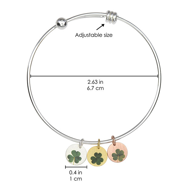 Vierblättriges Kleeblatt-Armband, erweiterbarer Glückskleeblatt-Anhänger, Charm-Armreif, Glaube, Hoffnung, Liebe, Glücksbringer, rundes Scheibenarmband für Frauen und Mädchen, personalisiertes Schmuckgeschenk