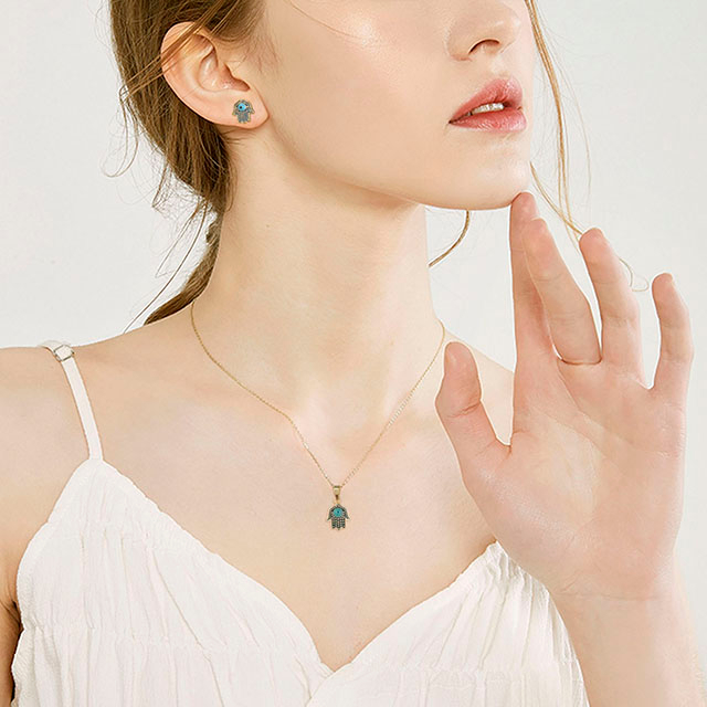 Hamsa- und Auge-Ohrstecker für Mädchen und Frauen, vergoldet, versilbert, Zirkon-Schmuckgeschenke 