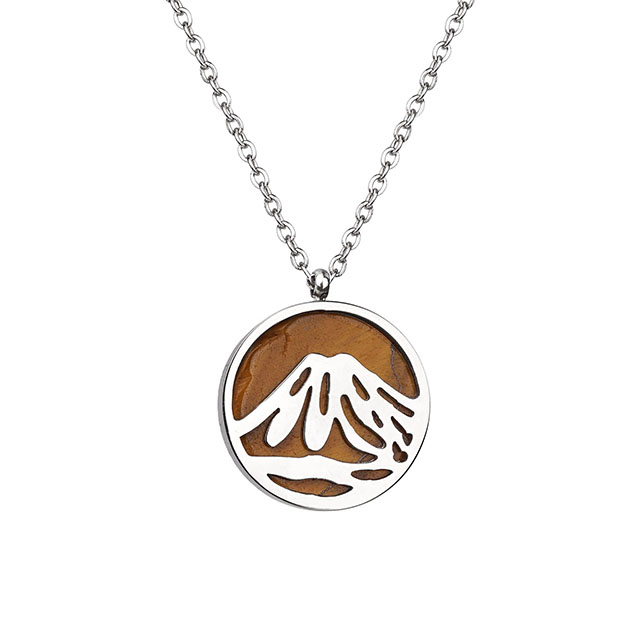 Edelstein-Berg-Halskette für Frauen, Türkis-Obsidian-Kreis-Anhänger-Halskette, Edelstahl-Bergketten-Halsketten für Frauen und Mädchen, Naturschmuck, Geschenk