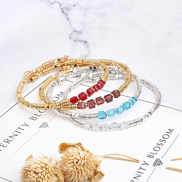 Zierliche versilberte Perlenarmbänder für Frauen, stapelbare Kristall-Edelstein-Perlen-Stretch-Armbänder für Frauen und Mädchen, Schmuckgeschenk.