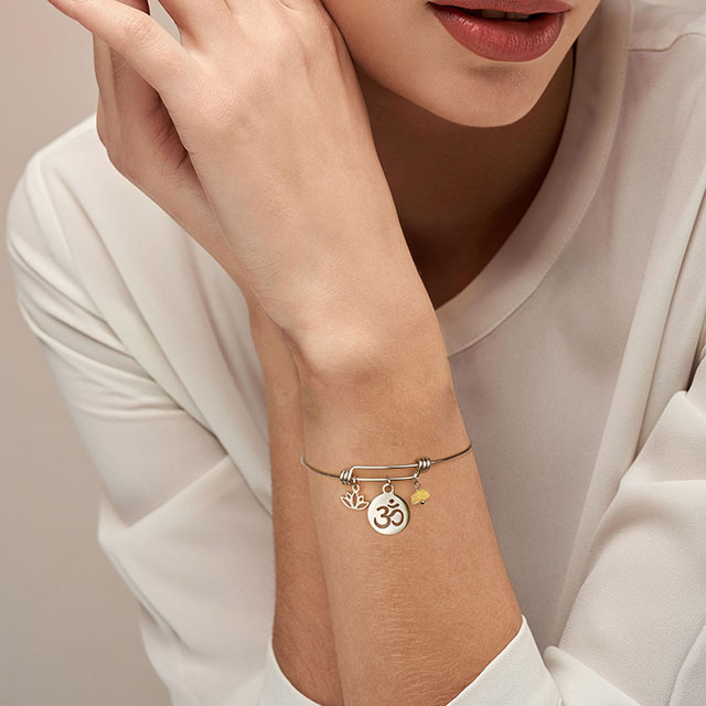 Lotusblüten-Charm, erweiterbarer Edelstahl-Chakra-Stein, Yoga-Armbänder, spiritueller Schmuck 